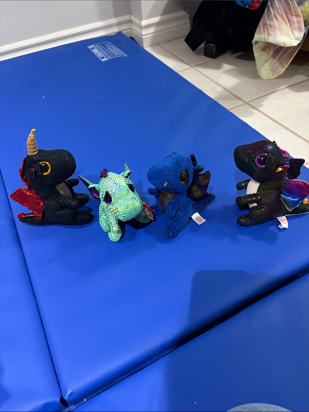 Ty Glitter Dragon Beanie Boos - Black, Green, Blue, Multicolor